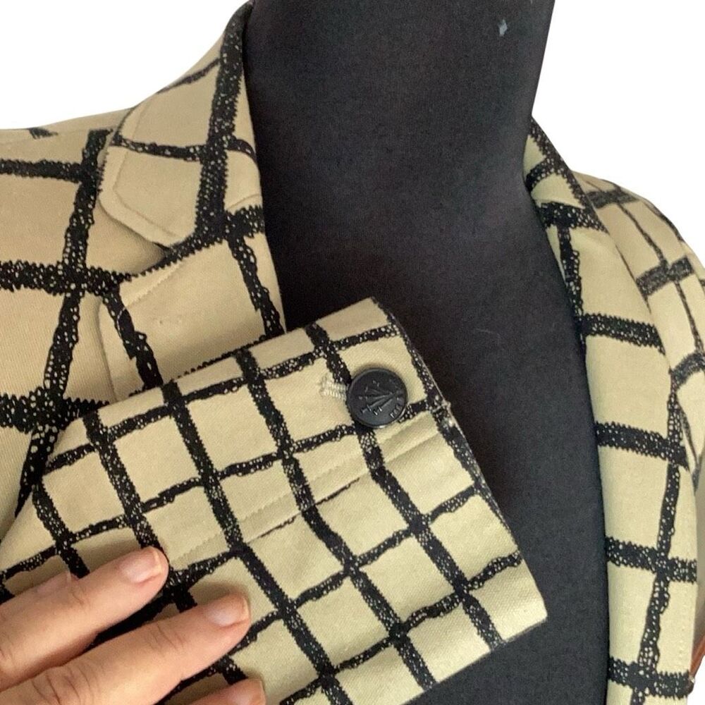 Rag & Bone Sz 2 Windowpane Plaid Blazer Made in USA Silk Blend Lined Black Khaki - Picture 6 of 12